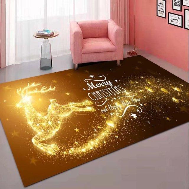 Santa Claus Pattern Carpet Modern Style Living Room Large -Scale Decorative CushionYear 'S Bedroom Festive Bedside Carpet