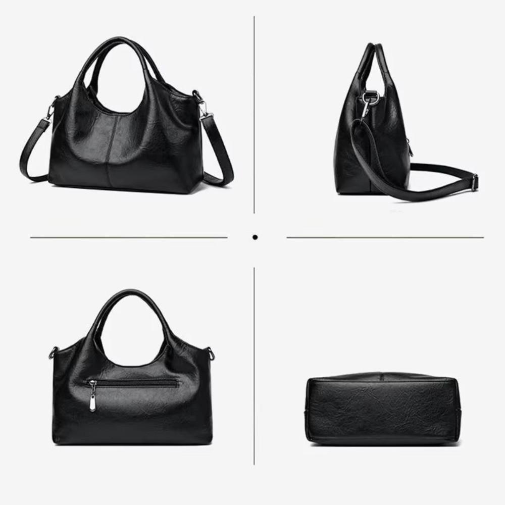 Fashion PU Leather Tote Bag Soft Texture Large Capacity Shoulder Bag Lightweight Ladies Handbag Women