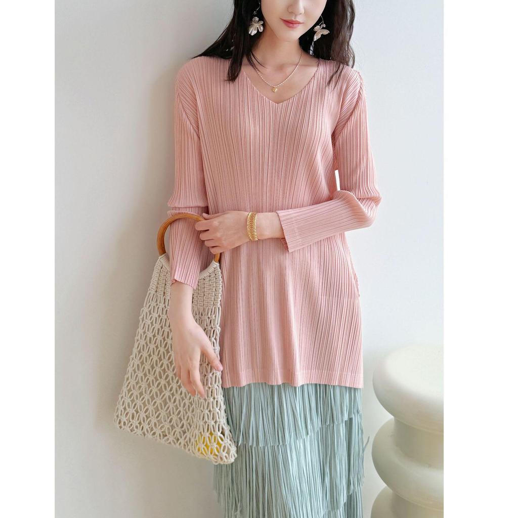 2026 Spring Miyake Pleated High-End Casual Mid-Length Top