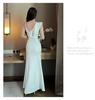 Pure Desire Women's Sexy V-Neck Spaghetti Strap Bodycon Dress, Summer Formal Nightclub Long Skirt A708