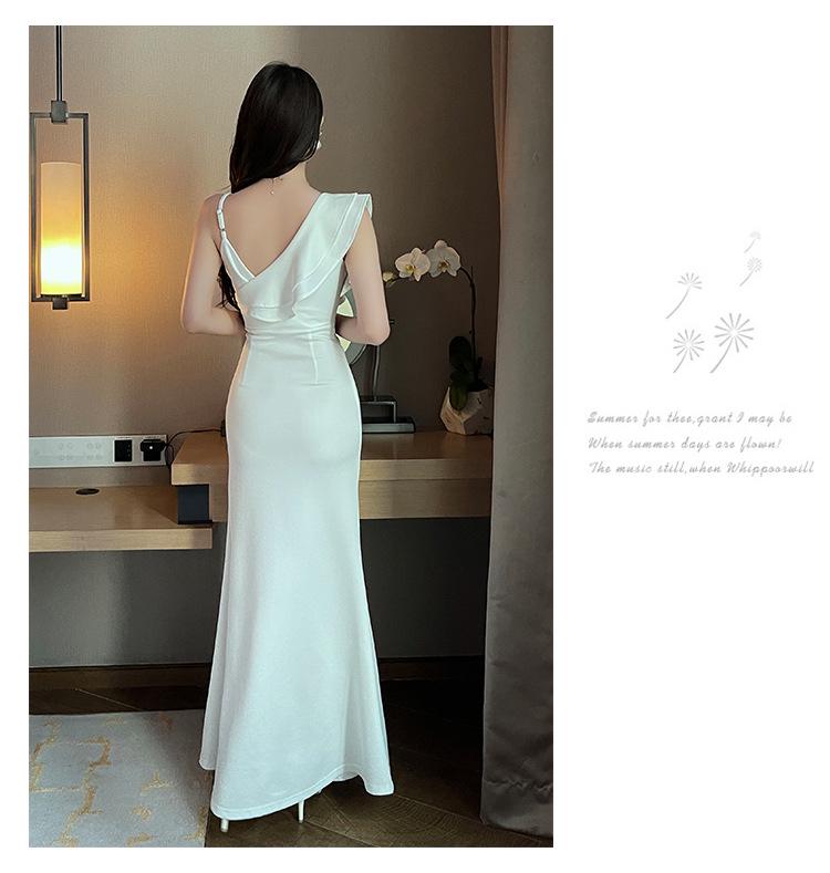 Pure Desire Women's Sexy V-Neck Spaghetti Strap Bodycon Dress, Summer Formal Nightclub Long Skirt A708