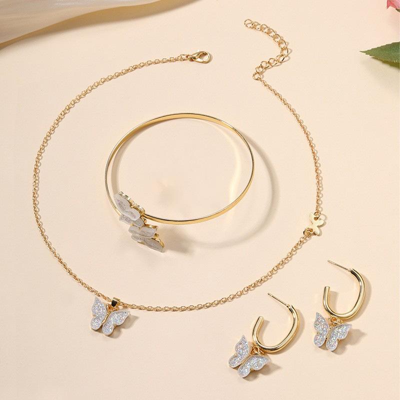 

Сплав Бабочка Ювелирные Аксессуары Серьги Браслеты Ожерелье Нишевый Премиальный Набор Подвесок Женский
