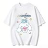 2026 Cinnamoroll marškinėliai minkštos medvilnės trumpomis rankovėmis, apvalia apykakle, mielu paveikslėliu, lengvas vasaros viršutinis drabužis moterims kasdieniam laisvalaikiui