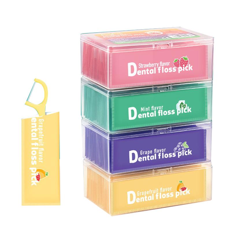 30 Pcs/Box Floss Toothpick Set Colorful Fruit Flavor Dental Floss Pick Portable Toothpick Floss Teeth Cleaner With Storage Tube