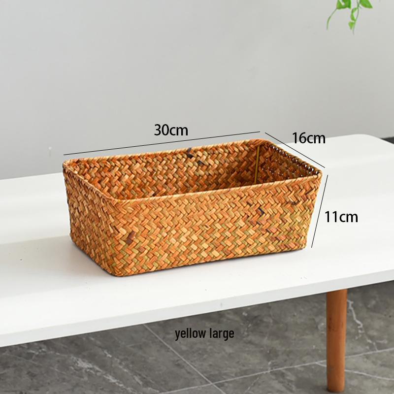 

Корзина для хранения из морской травы, сплетенная вручную: Коробка без крышки для косметики и организации рабочего стола