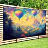 Watercolor Fantasy Hot Air Balloon Castle Backdrop Dreamy Sky Photography Background