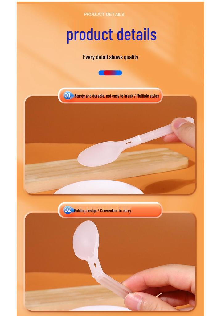 New Year Special: Disposable 129mm Thickened PP Plastic Folding Spoon, Individually Packaged
