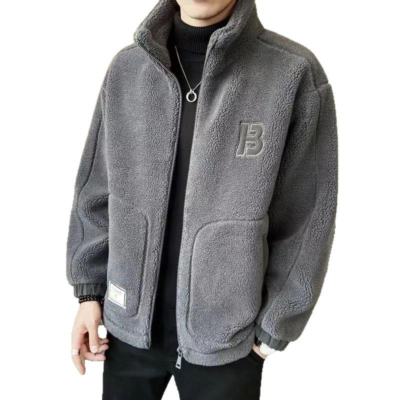 2025 Men's Lambswool & Cotton Jacket with Plus Velvet Lining – Thickened Casual Outerwear for Autumn/Winter