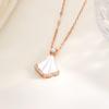 Women's Versatile Luxury S925 Sterling Silver Fan-Shaped White Mother-of-Pearl Necklace