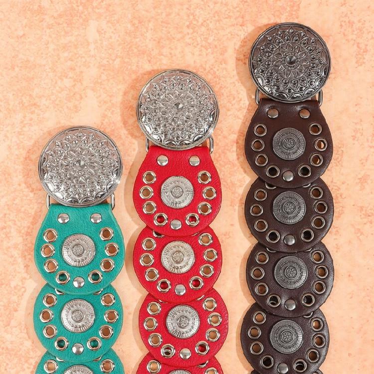 Discs Grommet Belt Punk Waist Belt Unique Buckle for Jeans Dress Unsiex
