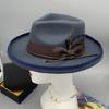Elegant Feather Homburg Wool Styling Hat with Wide Brimmed Flat Hat Wide Brimmed Western Hat for Casual Wear