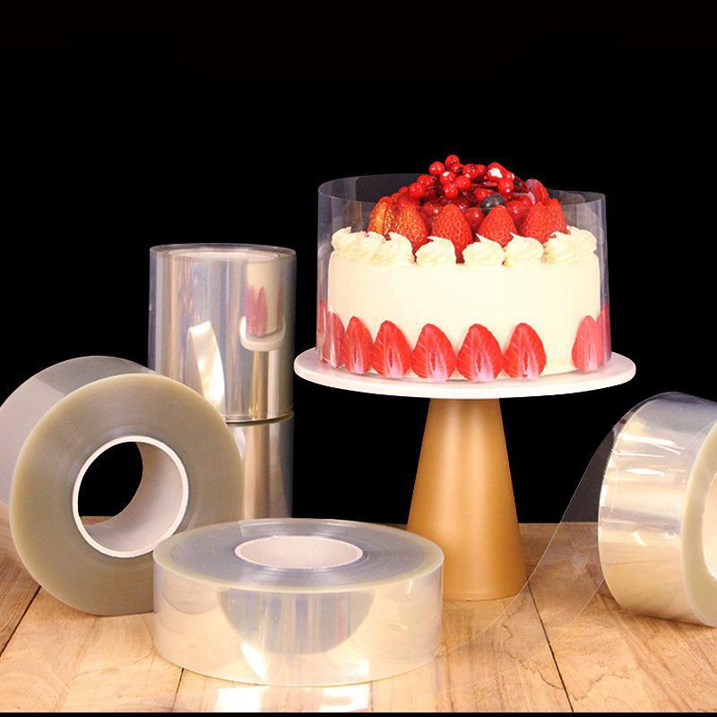 Praktische Mousse-Kuchenrandfolie Dessertumrandung Hart gebundene Kuchenränder PET-Band Kuchen-Dessertkragen DIY Kuchen-Dekorationswerkzeuge