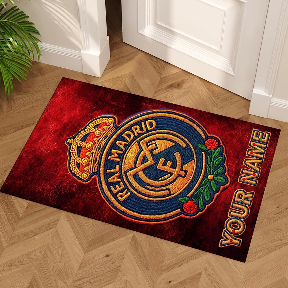 Real Madrid Club Customizable Name Carpet Suitable for Game Room Entryway Dormitory Study Room Anti-slip Rug Decorate Offices Gift for Festivals