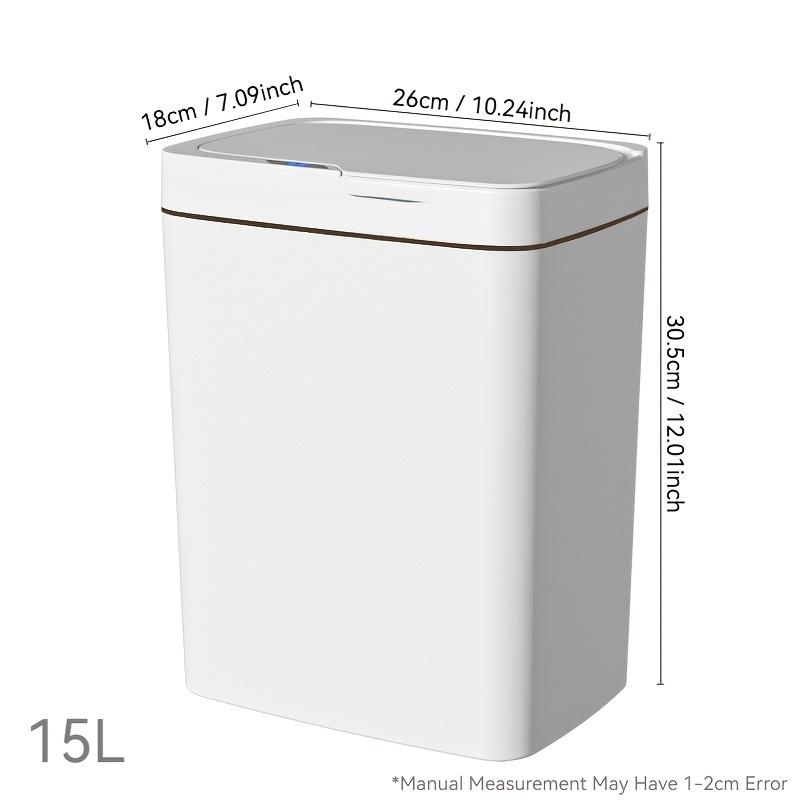 White Touchless 15l Smart Sensor Trash Can – Electronic Bathroom Garbage Bin With Automatic Bagging Smart Home Compatible