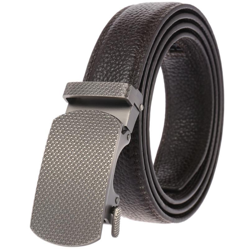 Alloy Automatic Buckle Top Grain Leather Belt - Men's Leather Belt - Genuine Leather Belt