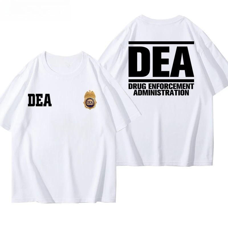 2026 Neues Herren Drug Enforcement Bureau Brief Rundhals T-Shirt Polizei Fans Baumwolle Outdoor Weich Locker Atmungsaktiv Kurzarm