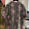 Women's Summer Retro Print Short Sleeve T-Shirt Loose and Casual Round Neck  Top