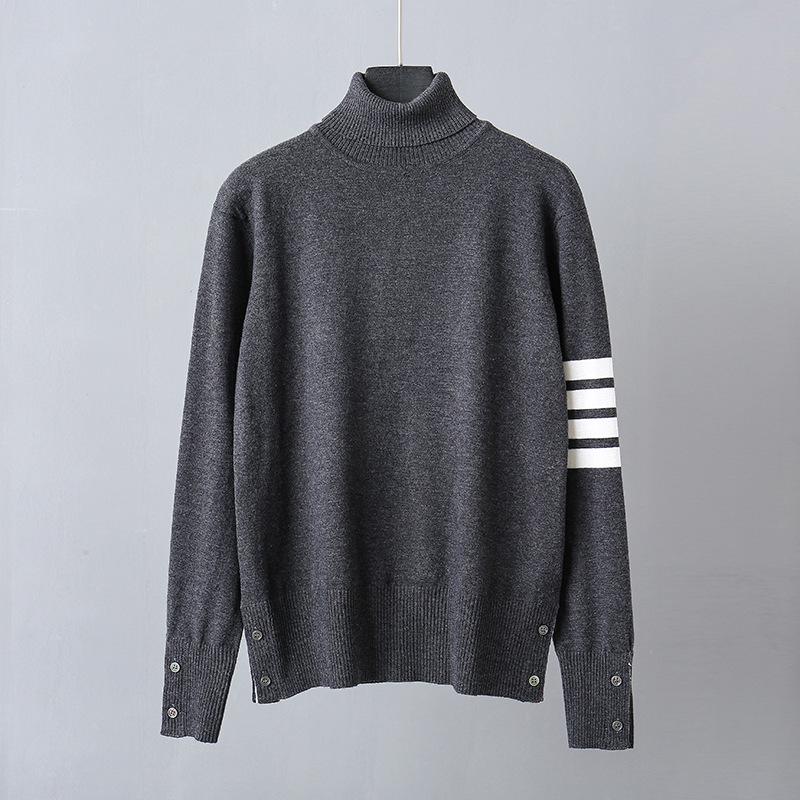 TB BROWIN High-Neck Sweater: Unisex Wool, Four-Bar, British Style