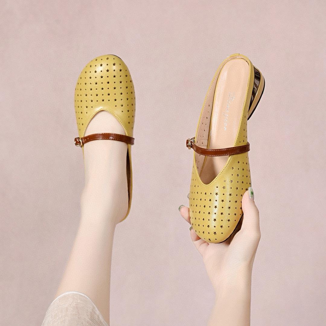 

Баотоу тапочки женские летние сандалии на плоской подошве с манго носком, в цветовой гамме, ленивые шлепанцы с перфорацией, полутапочки 41