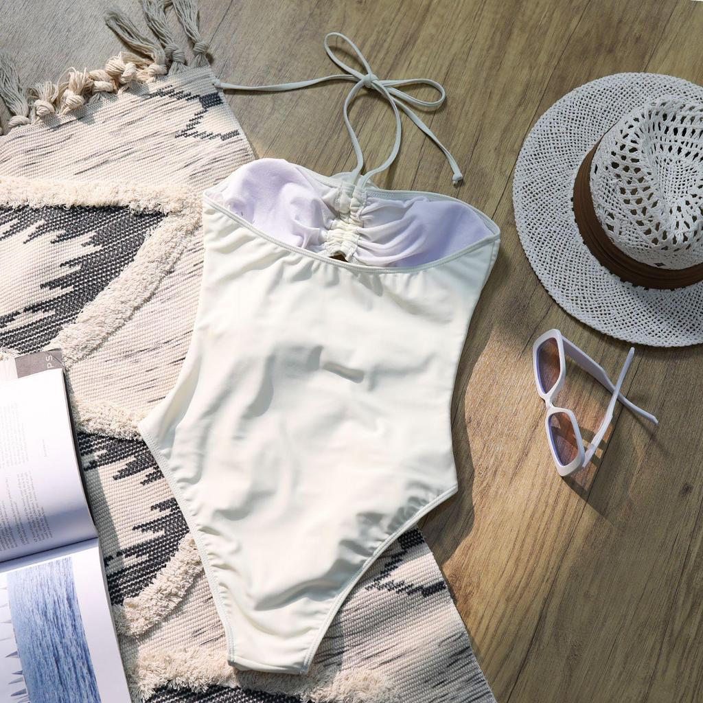 2024 Neue 3D-Blumenröhren-Bademode für Damen mit Neckholder, schulterfrei, einteiliger Badeanzug für Damen, Badeanzug, Blau, Schwarz, Weiß, Monokini