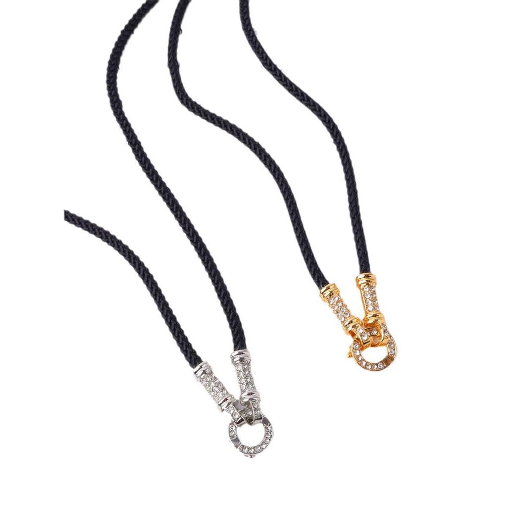 Unisex Thailand Amulet Chain: Diamond Quick-Release Buckle Cord with Thangka Pendant