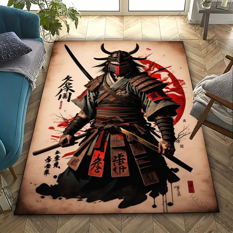 Bushido Spirit Slavnostní Samurajské Vzory Koberec Ložnice Obývací Pokoj Kancelář Velká Protiskluzová Podložka Domácí Dekorace Koberec Pěkný Dárek pro Přátele