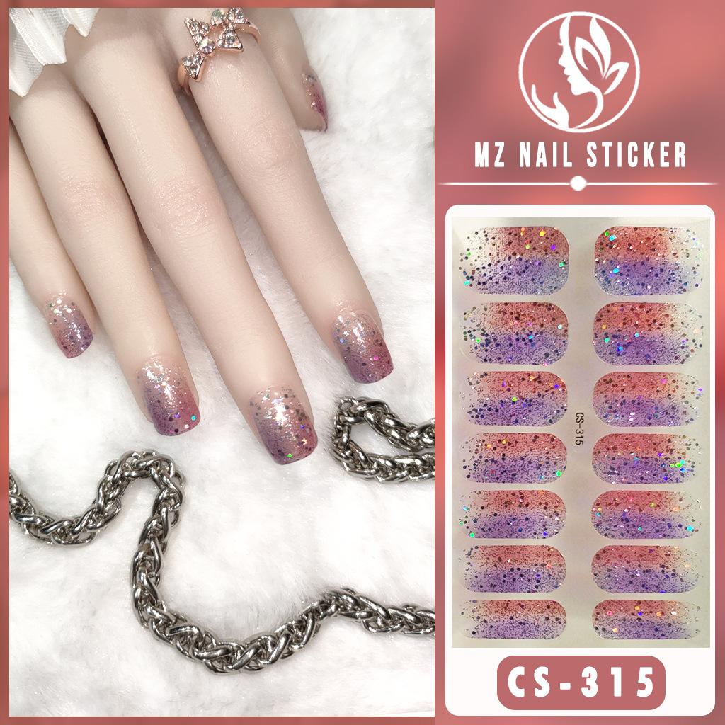 CS Color Green Onion Powder Four-color All-Green Onion No-Bake Gel Nail Polish Film All Ice Flash Nail Polish Film Paper Nail Nail Sticker