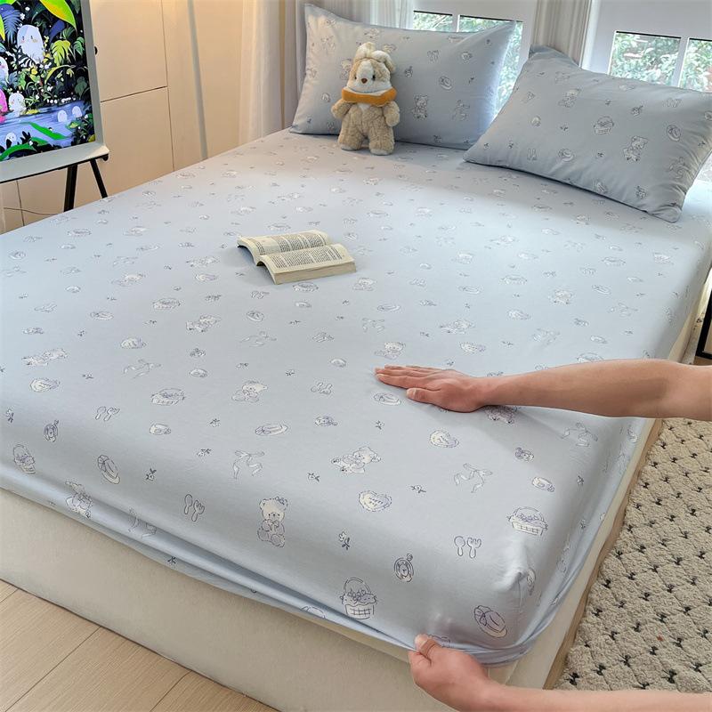 New Cotton Fitted Sheet Single Piece Printed Design Home Bedroom Fitted Sheet All-inclusive Anti-slip Bed Sheet