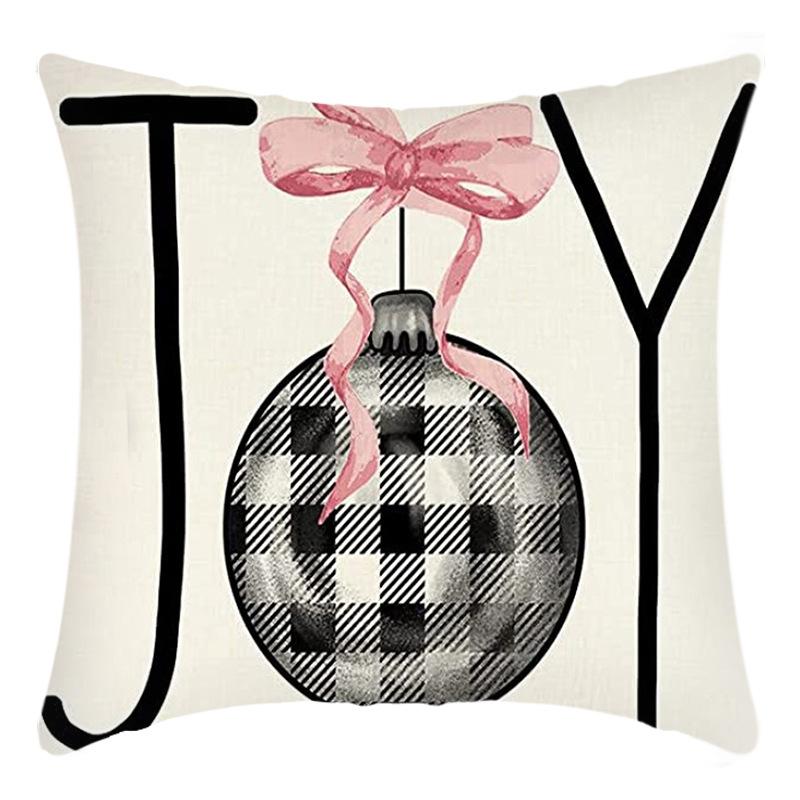 

New Christmas Elk Santa Christmas Tree Color Ball Print Pillow Home Sofa Cushion Cover Premium Durable Quality 45 * 45Cm pillowcase