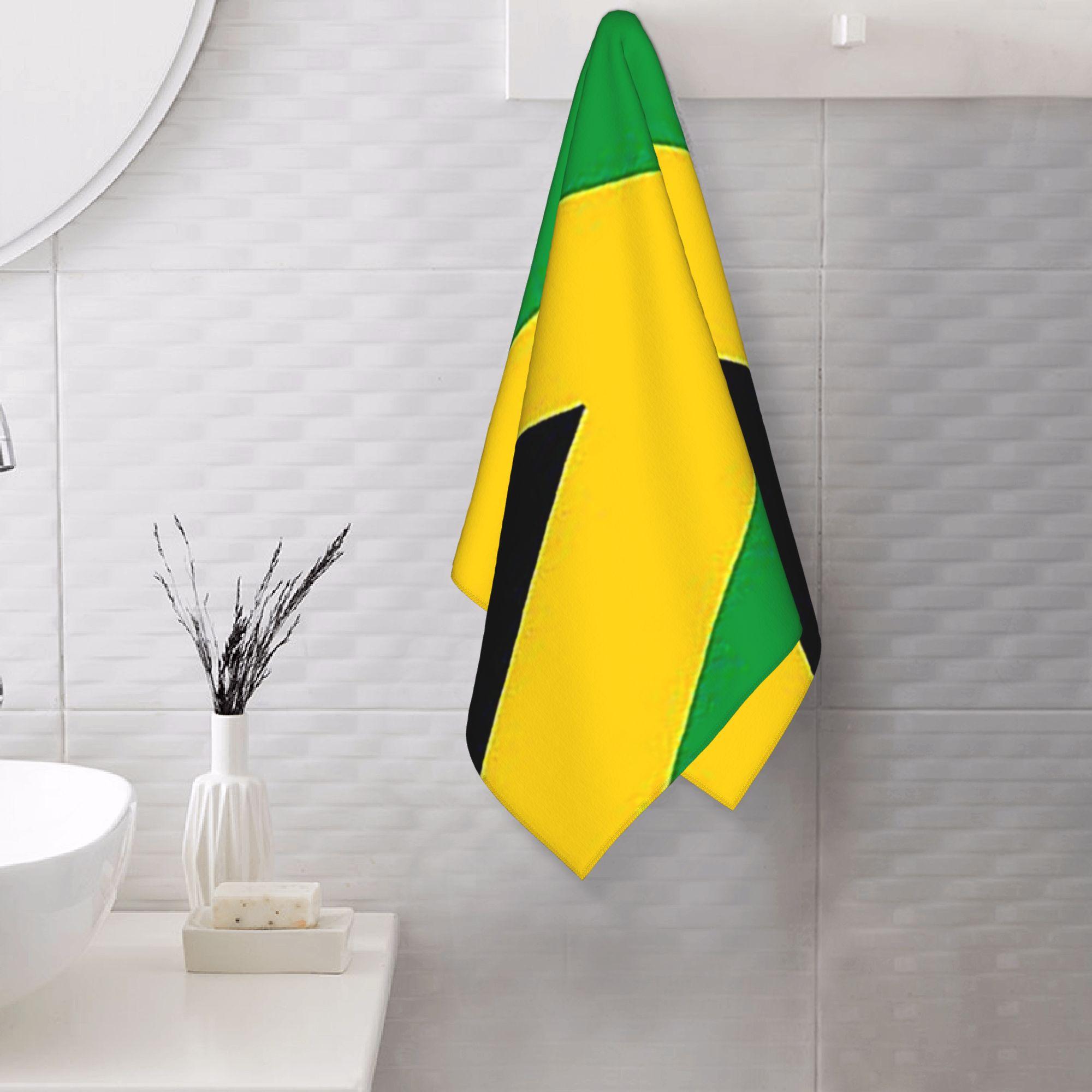 Lang Pattong White Flag Of Jamaica Jamaican Flag Soft Face Towel Quick Dry Pool Bath Cotton Towels Breathable