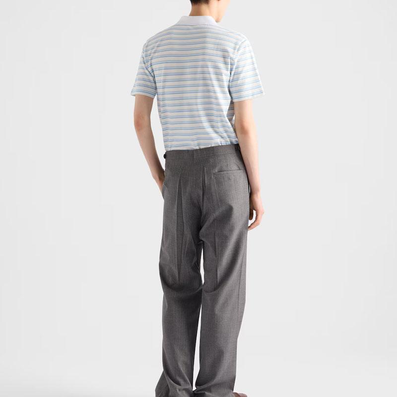 PRADA Short Sleeved Striped Polo Shirt UJN765-17KS-F0W3B-S-WMO