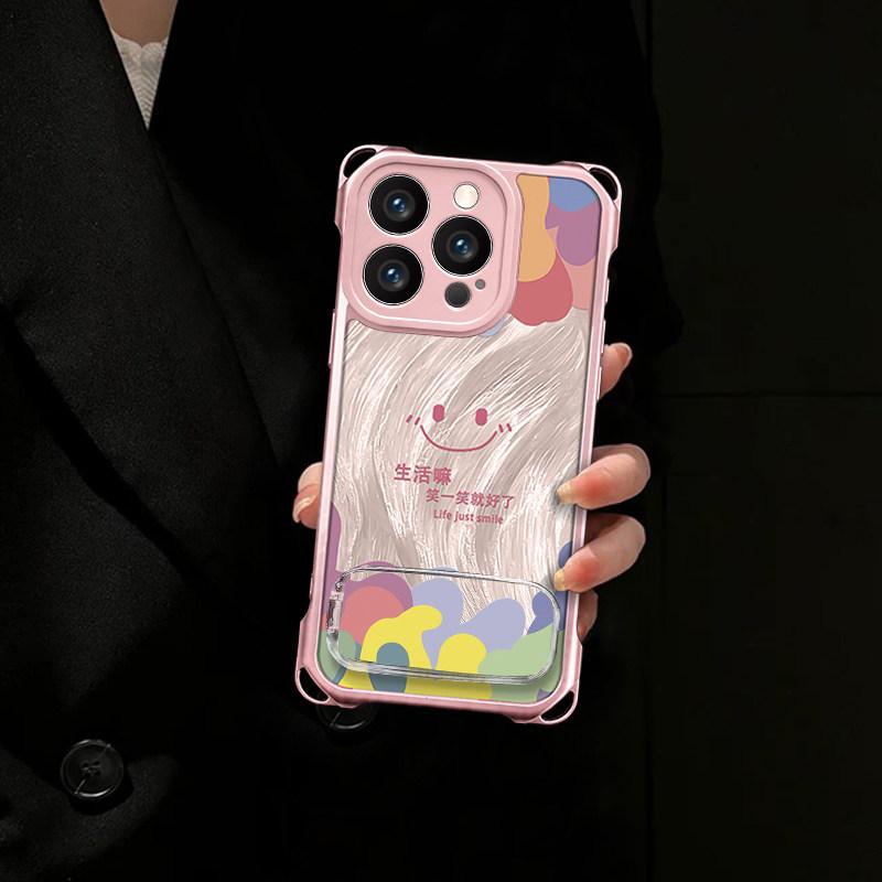 Graffiti Smiley Face Is Suitable for Apple 17pro Mobile Phone Case Honor Vivo Huawei OPPO Xiaomi New Lanyard Leather Pattern