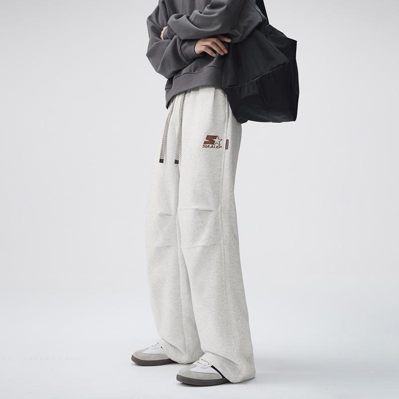 Tether elastic waist casual pants high street tide brand mopping pants men's and women's casual trousers loose straight wide-leg sweatpants tide
