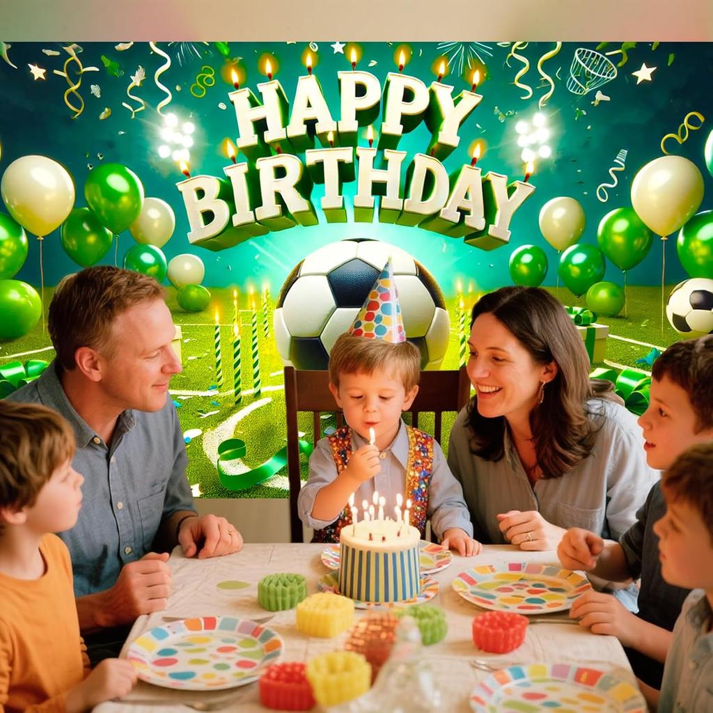 Nuxovilar Soccer Birthday Banner - Sports Theme Party Backdrop with Balls, 71x43 Inch Large Decor for Boys, Kids, Yard Sign, Reble Stadium Background