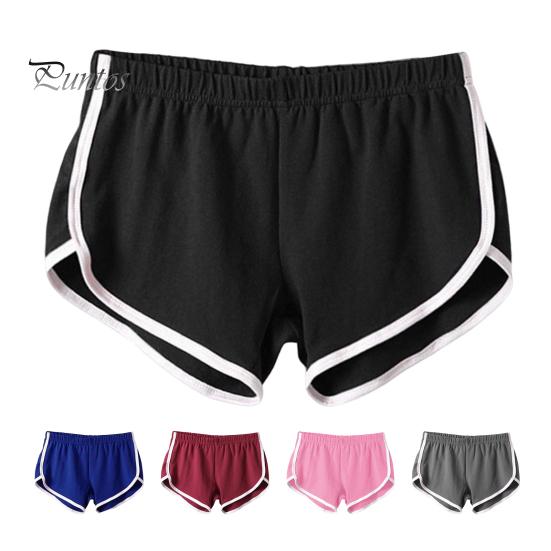 Lady Sport Shorts Elastic Waist Yoga Mini Shorts Solid Color Super Short Pants Lightweight Beach Pants Athletic Shorts