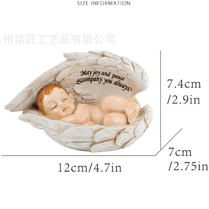 

Ангел Ребенок Спит в Крыльях Смола Статуэтка Скульптура Религиозное Украшение для Дома Рождение Иисуса Мир Защита Орнамент