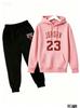 Set Felpa con Cappuccio e Pantaloni Tuta da Basket '23 Unisex per Bambini - Stile Euro-Americano