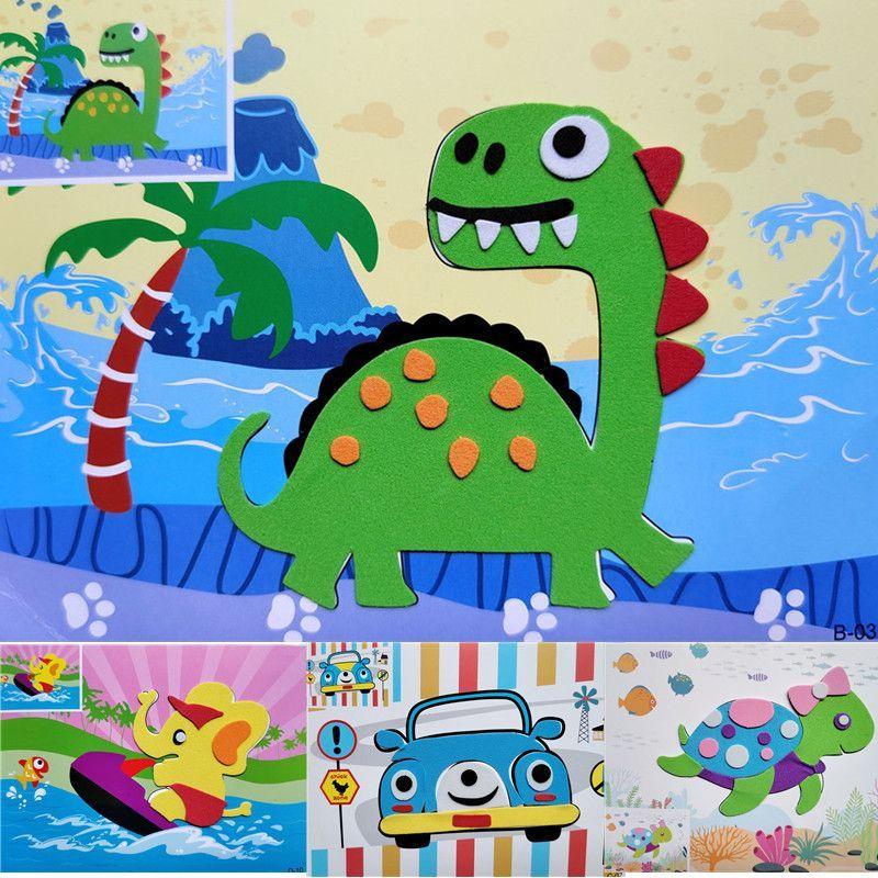 10 Piece 3D Stickers Eva Cartoon Diy Craft Materials Educational Learning Stickers Puzzle Traffic Car Toy Painting Handicraft