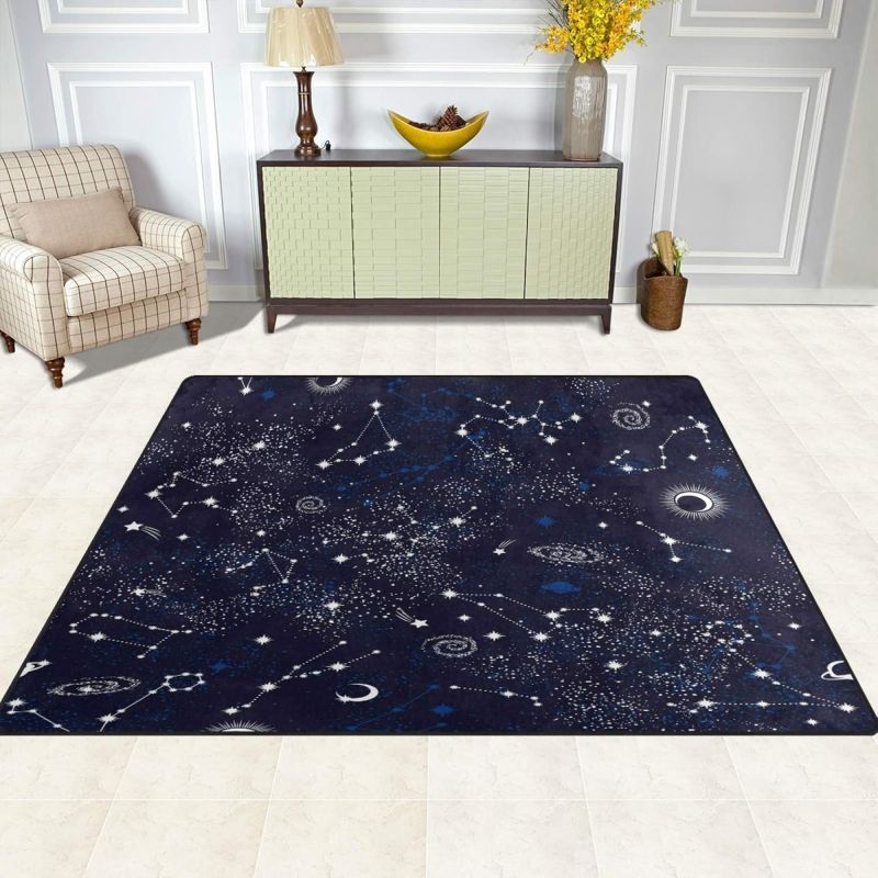 Starry Sky Print Area Carpet Space Galaxy Carpet Non-slip Washable Floor Mat Suitable for Home Decoration Living Room Bedroom Decoration