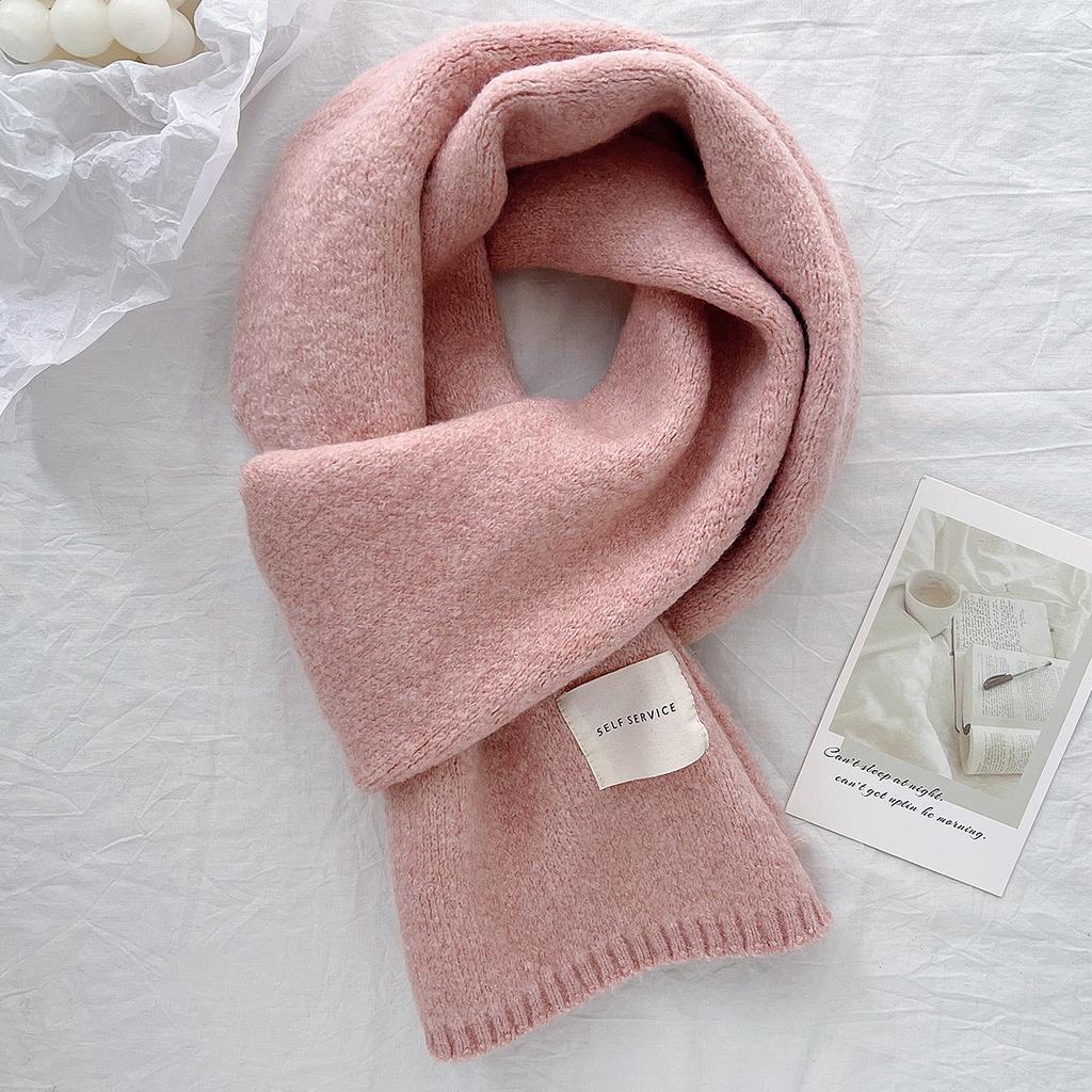 1116 Autumn and Winter New Solid Color Knitted Scarf Women's Daily Travel Temperament Versatile Scarf Winter Windproof and Cold