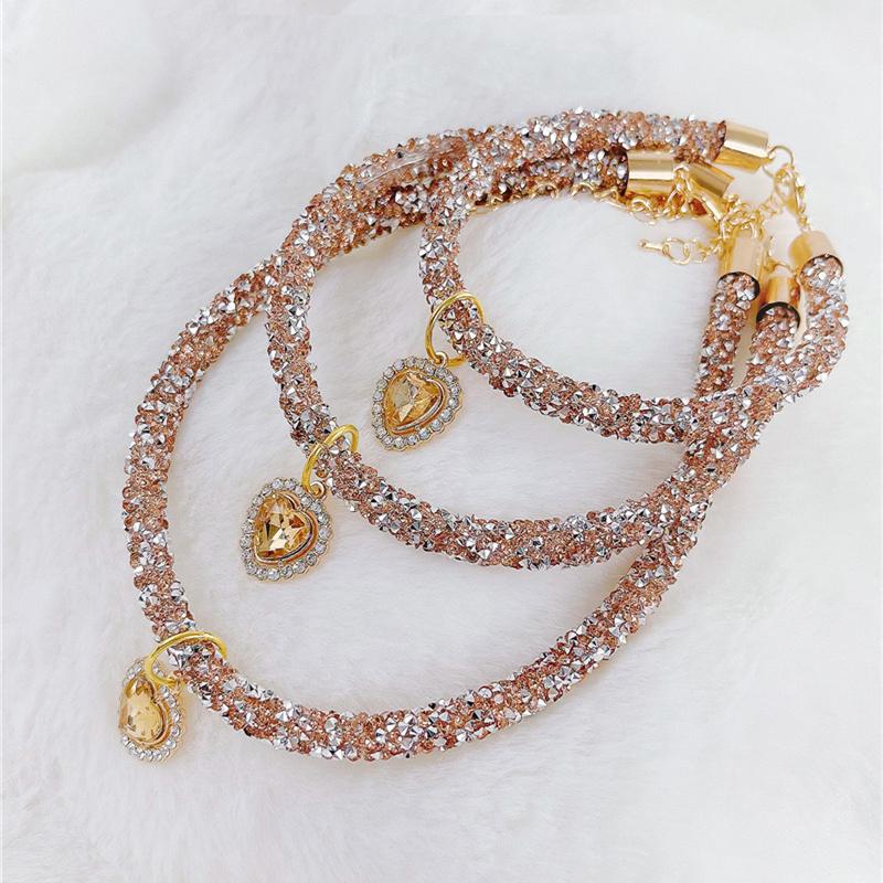 Colier Pisică Cristal Pandantiv Gemă Inimă Petrecere Strass Colier Ajustabil Pisici Cățel Chihuahua Nuntă Accesorii Animale de Companie