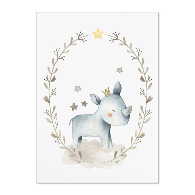 Cartoon Cute Animal Lion Giraffe Elephant Wall Art Canvas Painting Nursery Posters And Prints Wall Pictures Baby Kids Room Décor No Frame