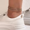 Women Gold Chain Full Rhinestone Anklet Beach Imitation Barefoot Sandal Leg Foot Jewelry