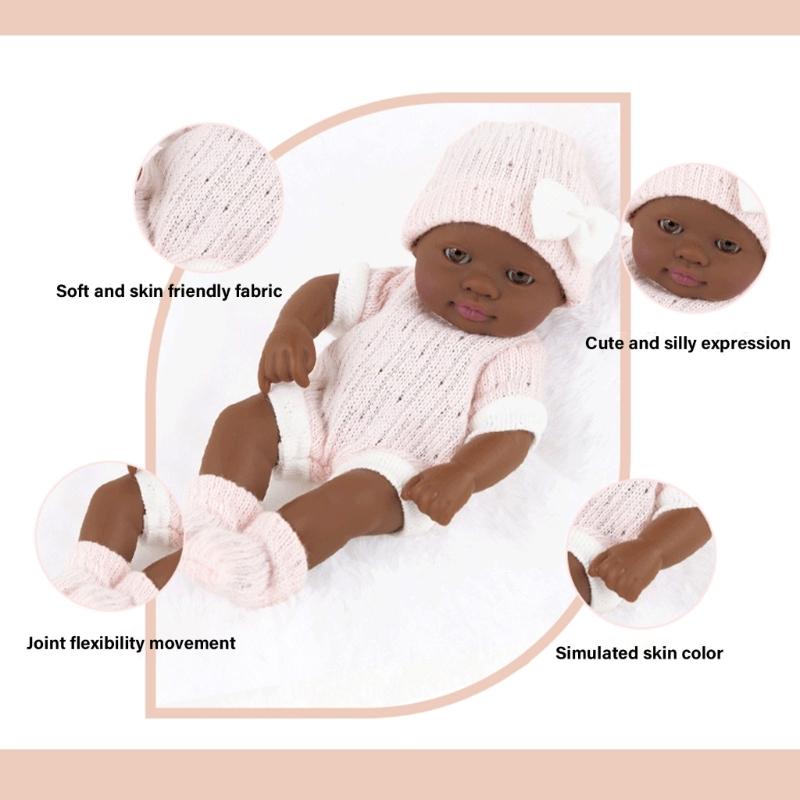7Inch Vinyls Reborns Doll Life Like Reborns African Baby Dolls For Child Soothing And RolePlaying Education Toy
