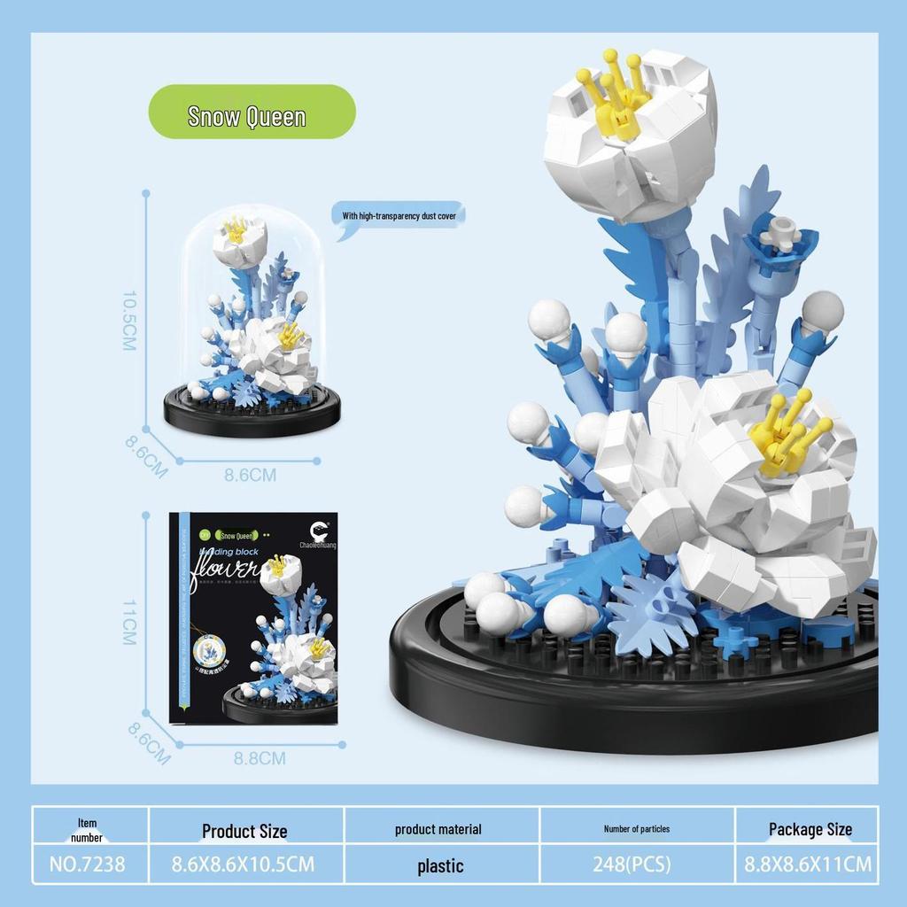 Preserved Flower Gift: Sunflower & Rose with Cover - Building Block Ornament for Boys & Girls