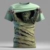 Halloween Herren Optische Illusion Zombies 3D T-Shirt Kurzarm T-Shirt 3D Druck Rundhals Shirt Übertrieben Designer Horror Party