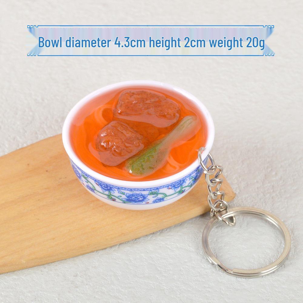 Chinese-Style Edible Toy Keychain: 4cm Simulation Food Bowl Pendant Gift
