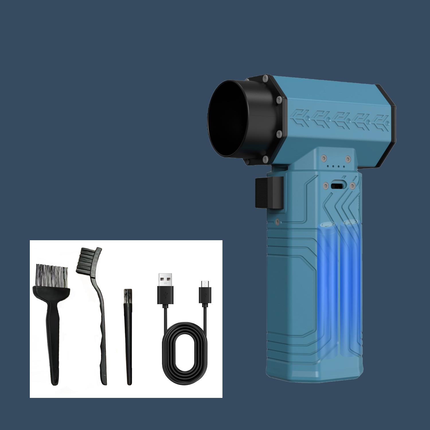 

Powerful 700g Thrust Air Blower Electric Air Duster Brushless Mini Turbo Jet Fan 70m/s Wind Speed Snow Removal Dryer 10000mAh синий