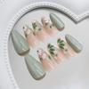 Jasmine Milk Green Cat's Eye Fresh Flower Removable Wearable Armor 24 Pieces Press On Nails