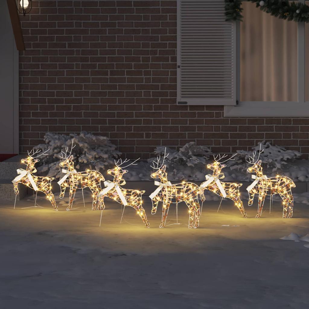 LED Reindeer 6 pcs. 180 LEDs Multicolor 44 x 18 x 65.5 cm PET